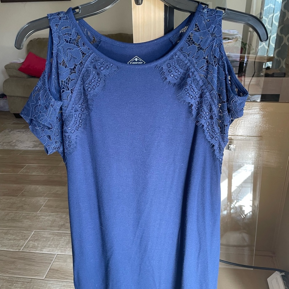 St. John's Bay Navy Lace Accent Blouse